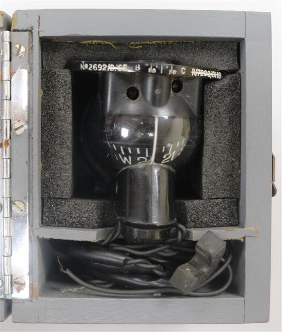 A 1930s Aircraft compass in transit case